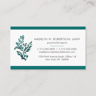 Elegant Therapist Green Plant  Business Card
