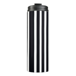 Elegant Thermal Tumbler Black White Striped Art