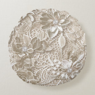 Elegant these lace and diamonds round cushion