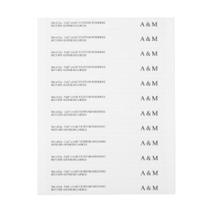 Elegant Thin 24x Custom Wedding Return Address Wrap Around Label