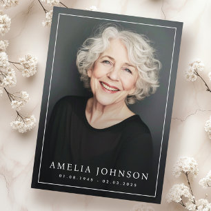 Elegant thin border photo funeral sympathy thank you card