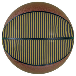 Elegant Thin Gold & Navy Blue Vertical Stripes Basketball