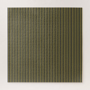 Elegant Thin Gold & Navy Blue Vertical Stripes Jigsaw Puzzle