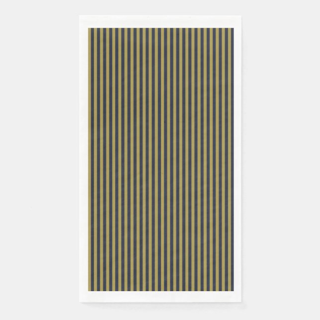 Elegant Thin Gold & Navy Blue Vertical Stripes Napkin (Front)