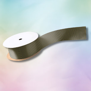 Elegant Thin Gold & Navy Blue Vertical Stripes Satin Ribbon