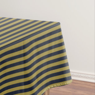 Elegant Thin Gold & Navy Blue Vertical Stripes Tablecloth