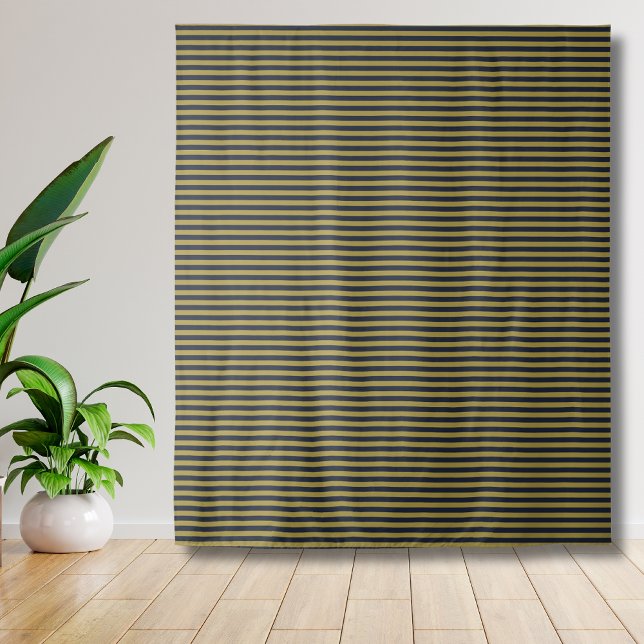 Elegant Thin Gold & Navy Blue Vertical Stripes Tapestry (Creator Uploaded)
