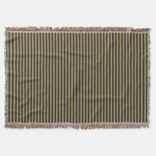 Elegant Thin Gold & Navy Blue Vertical Stripes Throw Blanket