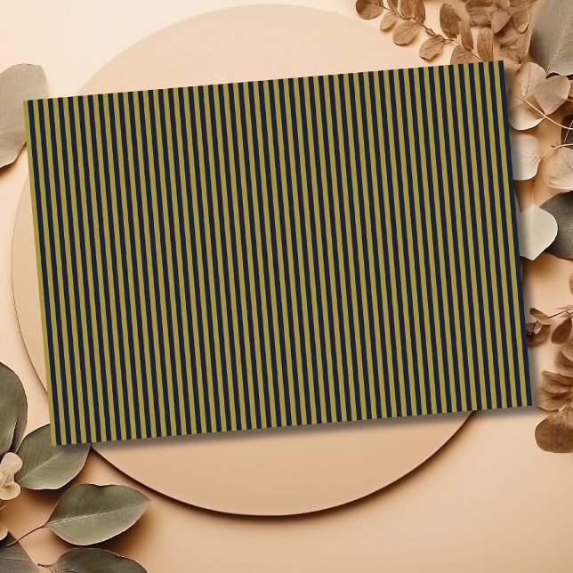 Elegant Thin Gold & Navy Blue Vertical Stripes Tissue Paper (Creator Uploaded)