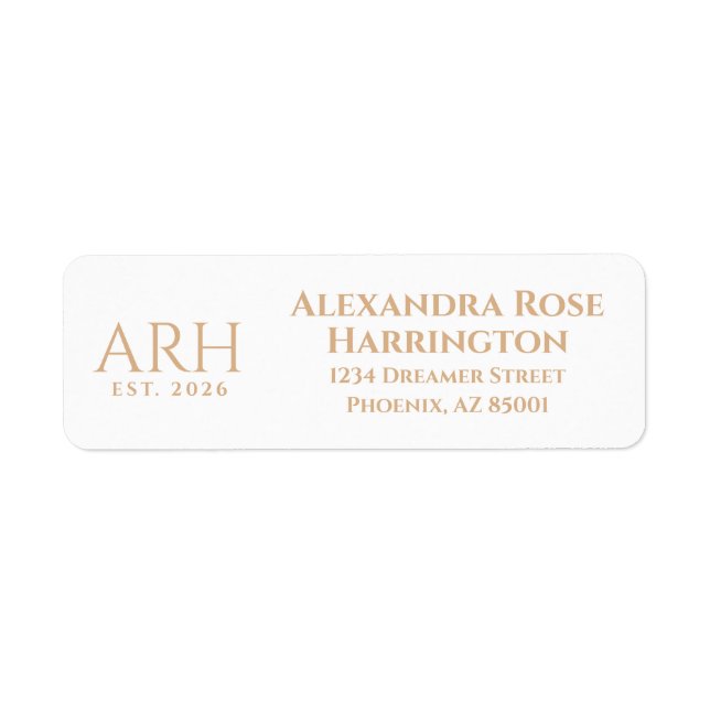 Elegant Three Letter Monogram Return Address  Label (Front)