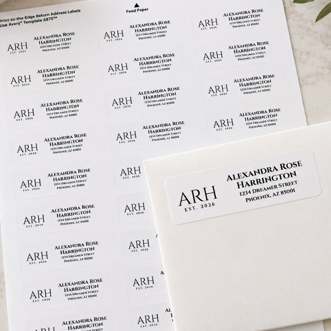 Elegant Three Letter Monogram Return Address  Label (Creator Uploaded)