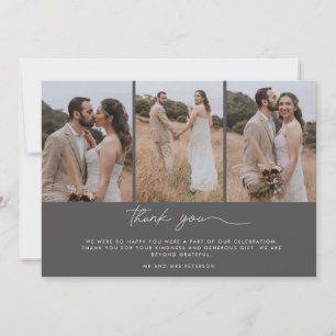 Elegant Three Photo Wedding Thank You Card