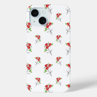 Elegant Three Red Roses Bouquet Floral Pattern | C iPhone 15 Case