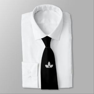 Elegant Three Silver Laurel Leaves on Black Tie
