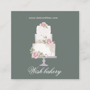 elegant three tier cake bakery square business card