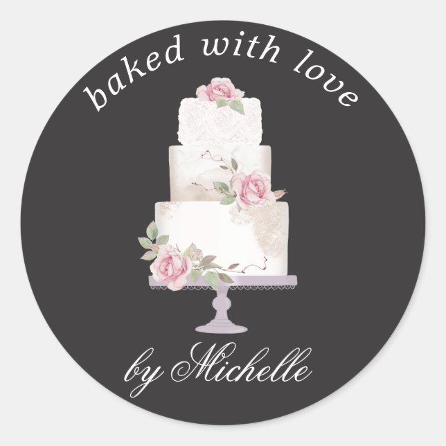 elegant three tier cake home baked sticker (Front)