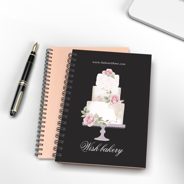 Elegant Three Tier Cake Monogram Bakery Notebook (Creator Uploaded)