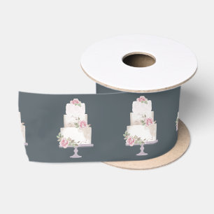 Elegant Three Tier Pastel Cake Satin Ribbon
