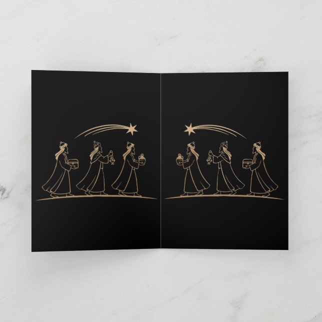 Elegant Three Wise Men Following Star | Minimalist Card (Inside)