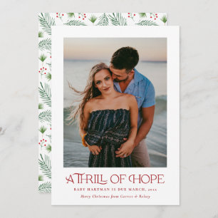 Elegant Thrill of Hope Announce Pregnancy Photo Holiday Card