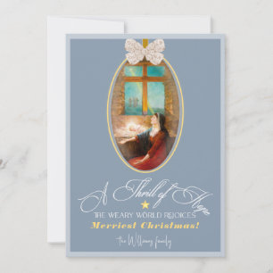 Elegant Thrill of Hope Dusty Blue Photo Christmas Holiday Card