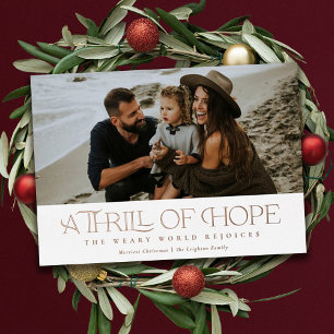 Elegant Thrill of Hope Photo Christmas  Foil Holiday Card