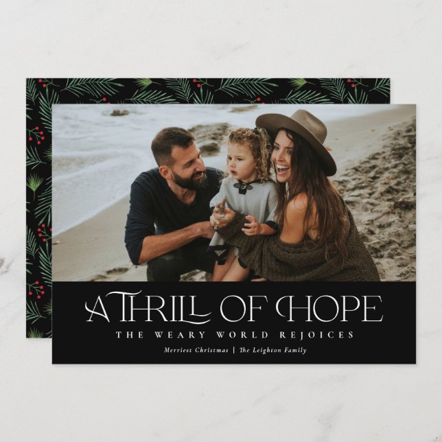 Elegant Thrill of Hope Photo Christmas   Holiday Card (Front/Back)