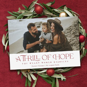Elegant Thrill of Hope   Red Photo Christmas   Holiday Card