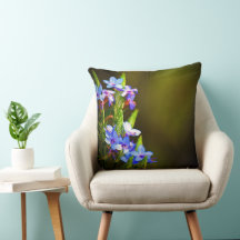 Elegant Throw Pillow - Small Bllue Flowers