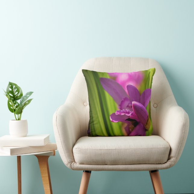 Elegant Throw Pillow - Small Purple Iris (Chair)