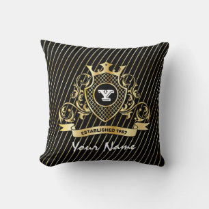 Elegant Throw Pillow with Gold Monogram