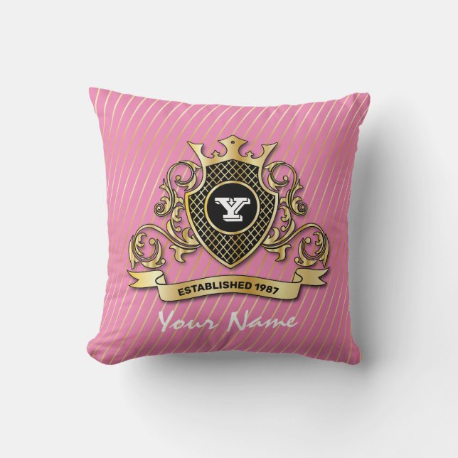 Elegant Throw Pillow with Gold Monogram (Front)