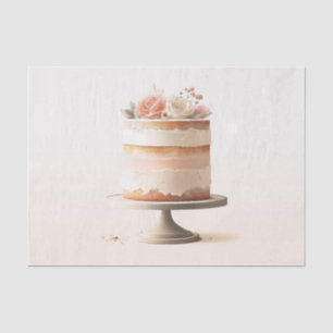 Elegant Tier Blush Floral Wedding Cake Bakery Tissue Paper