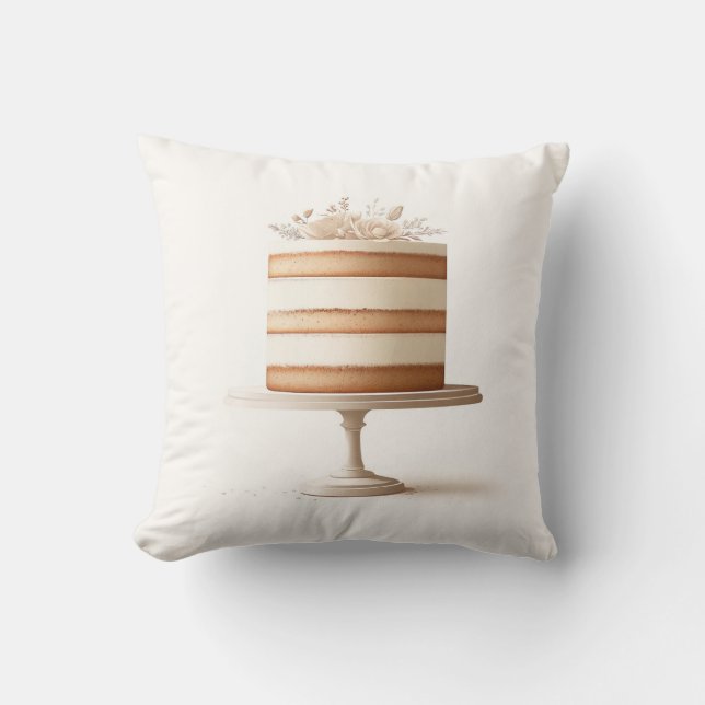 Elegant Tier White Floral Cake Bakery Kitchen Cushion (Front)