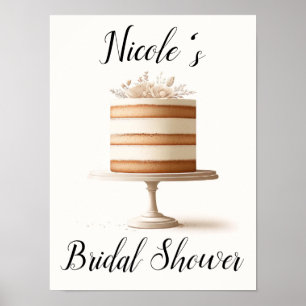 Elegant Tier White Floral Cake Bakery Kitchen Poster
