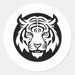 Elegant Tiger Art in Minimalist Style Classic Round Sticker
