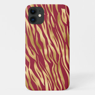 Elegant Tiger Burgundy Gold Chic Stylish iPhone 11 Case