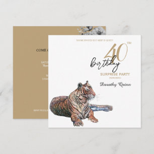Elegant Tiger Floral Surprise Birthday Party Invitation