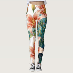 Elegant Tiger Lilies Floral Arrangement Illustrati Leggings