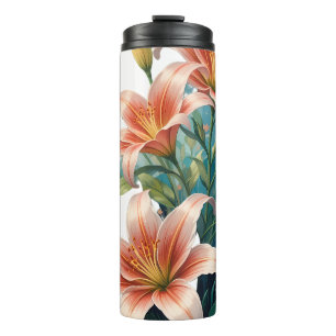 Elegant Tiger Lilies Floral Arrangement Illustrati Thermal Tumbler