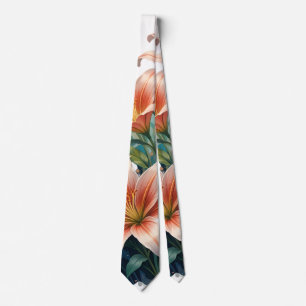 Elegant Tiger Lilies Floral Arrangement Illustrati Tie
