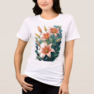 Elegant Tiger Lilies Floral Arrangement Illustrati Tri-Blend Shirt