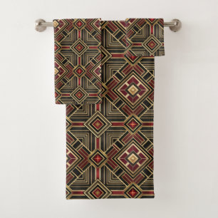 Elegant tile art deco pattern  bath towel set