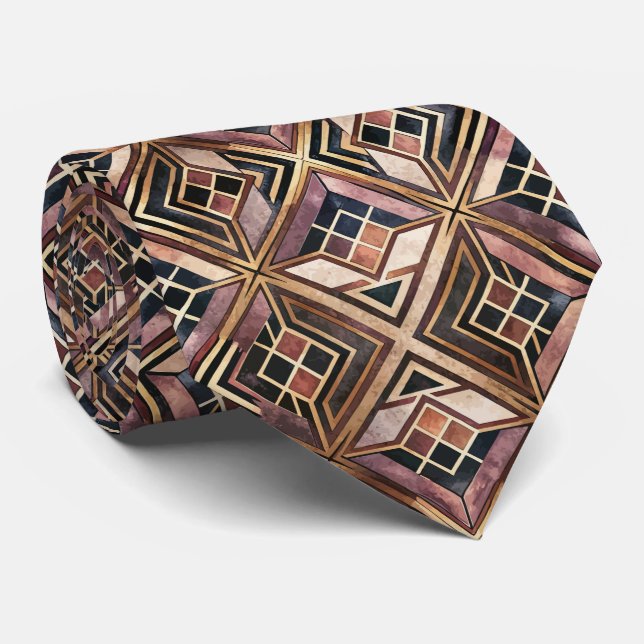 Elegant tiled Art Deco pattern Tie (Rolled)
