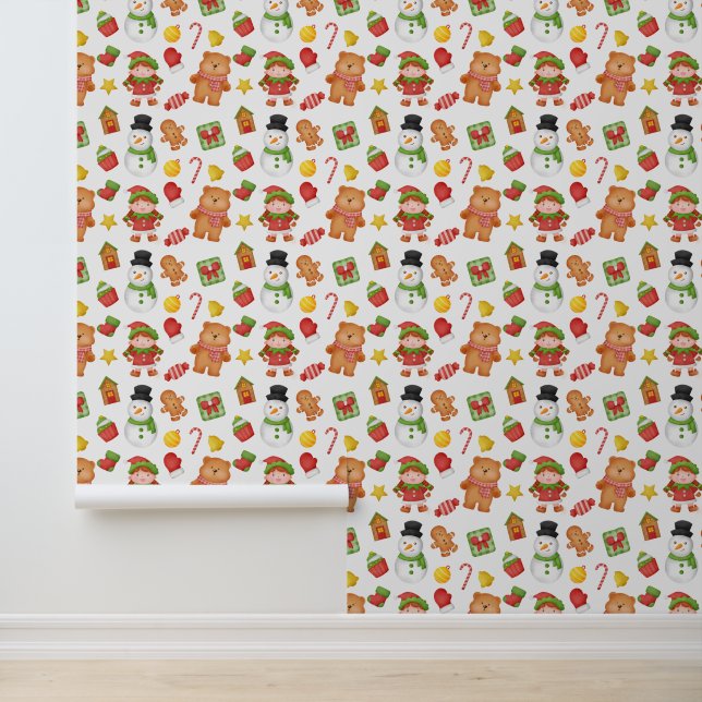 Elegant tiled Christmas mix pattern Wallpaper (Application)