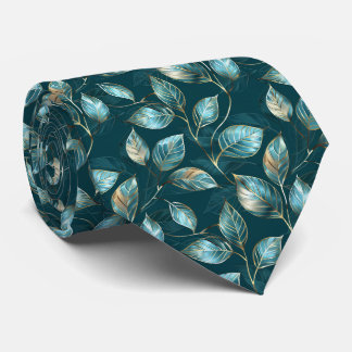 Elegant tiled green leaf pattern  tie
