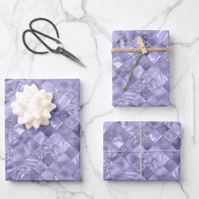 elegant tiled purple pattern Christmas Wrapping Paper Sheet (Front)