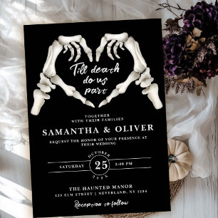 Elegant Till Death Do Us Part Black Gothic Wedding Invitation