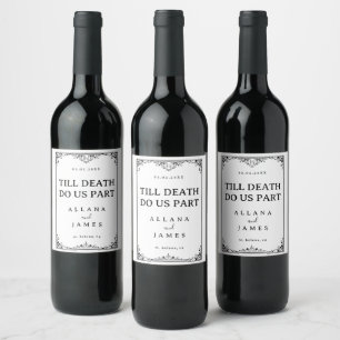 Elegant Till Death Do Us Part Monogram Wedding Wine Label