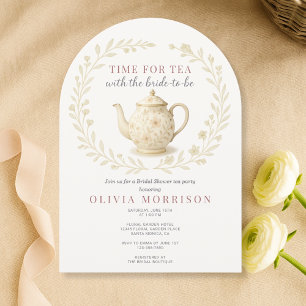Elegant Time for Tea Bridal Shower Wildflower Invitation